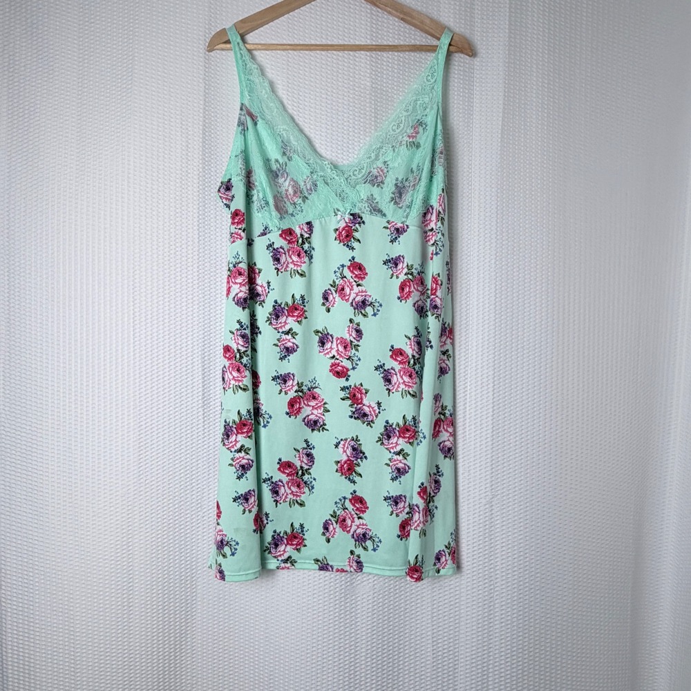 Avenue Body Chemise Women 22/24 Green Floral Lace Sleepwear Plus Size Romantic - Picture 11 of 11